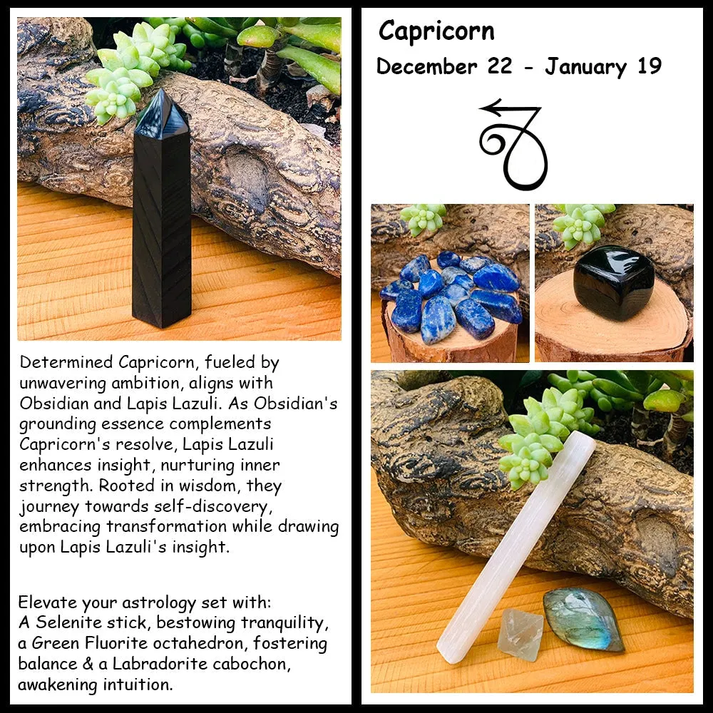 ♑ Capricorn - December 22nd - January 19th - Zodiac Crystal Fusion Set With Pouch