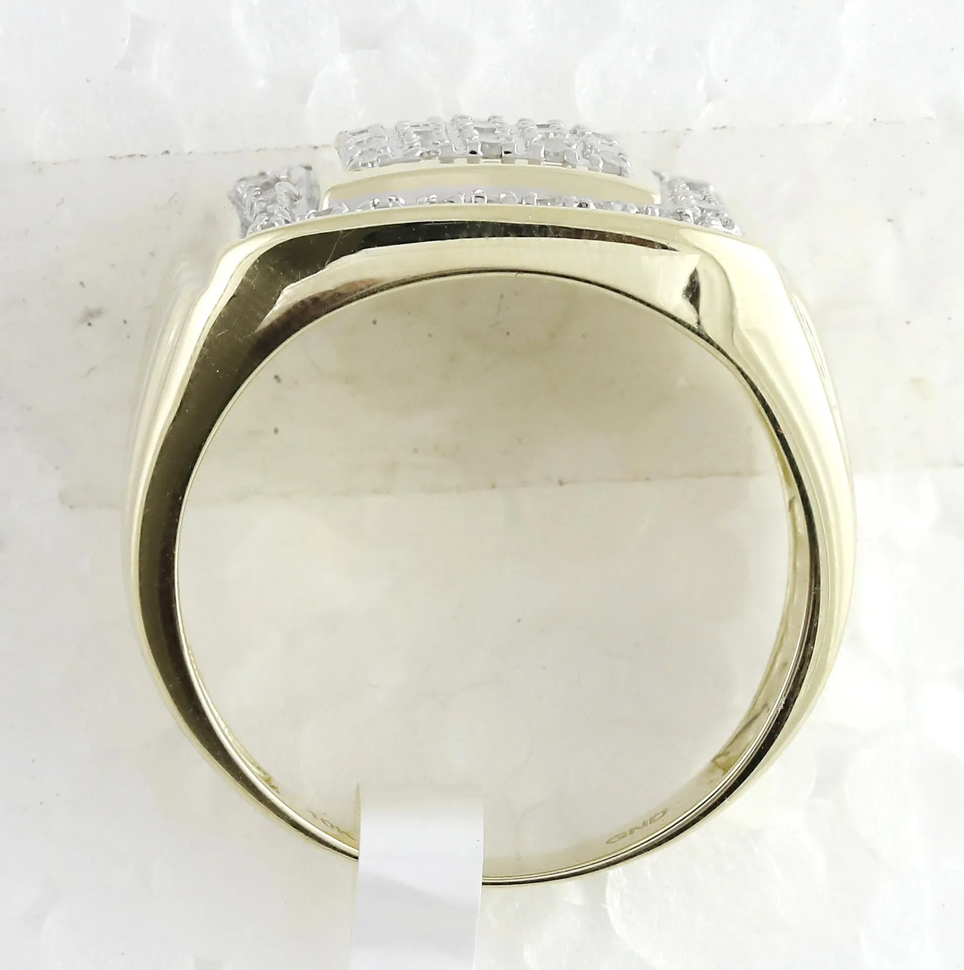 0.50 Cttw Diamond Square Mens Signet Ring Band 10k Yellow Gold