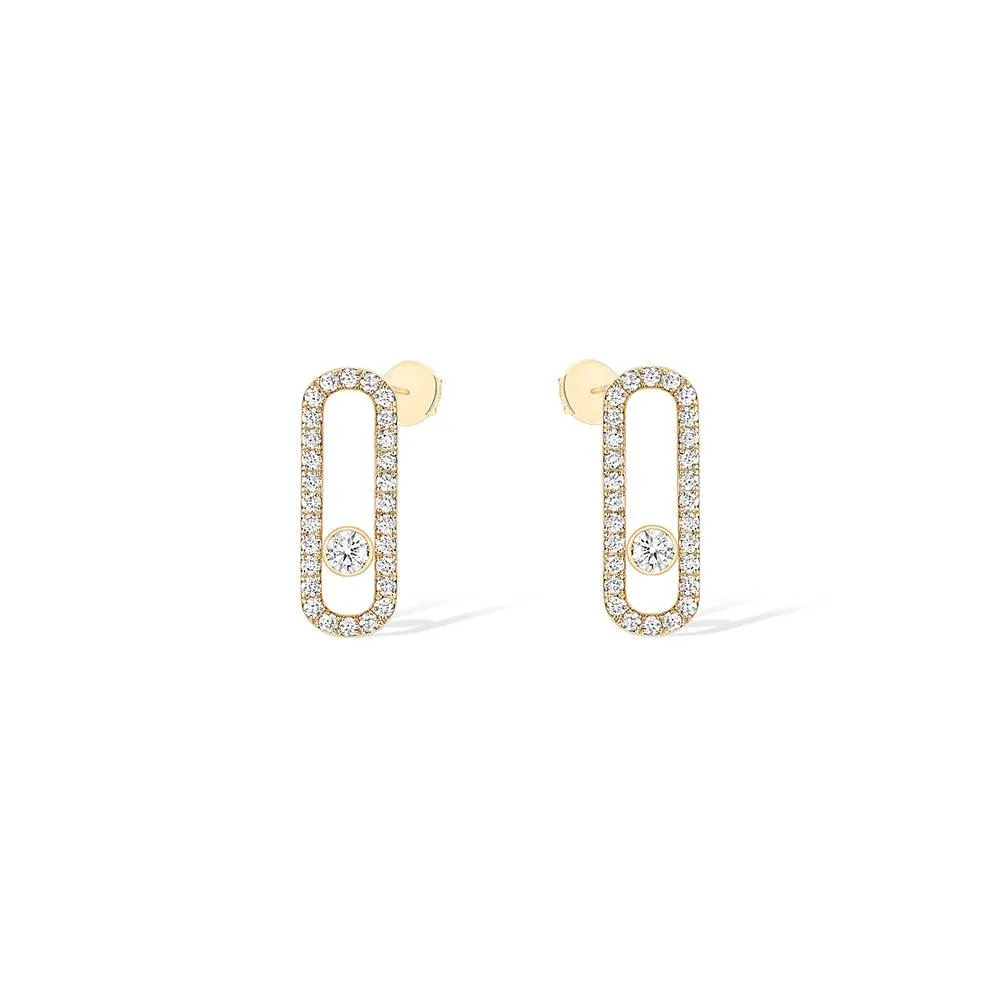 0.66ctw Yellow Gold Diamond Pavé-Set Earrings