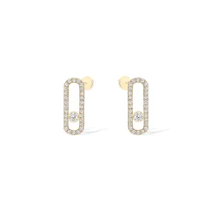 0.66ctw Yellow Gold Diamond Pavé-Set Earrings