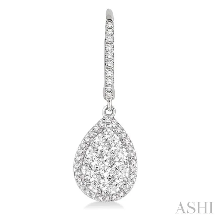 1 Ctw Pear Shape Diamond Lovebright Earrings in 14K White Gold