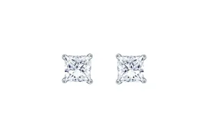 1.00 ctw Princess Cut Diamond Stud Earrings