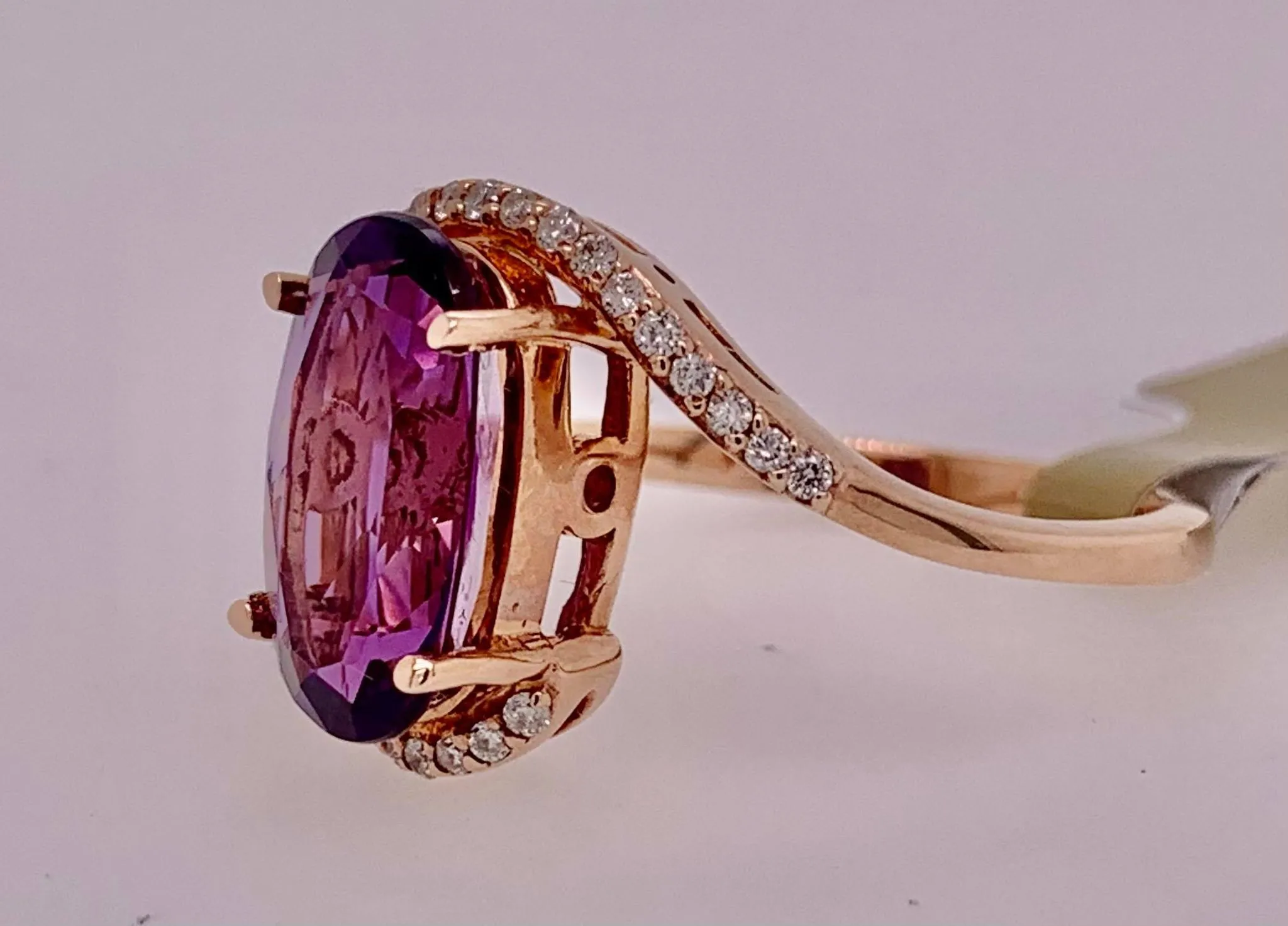 10K Amethyst & Diamond Ring