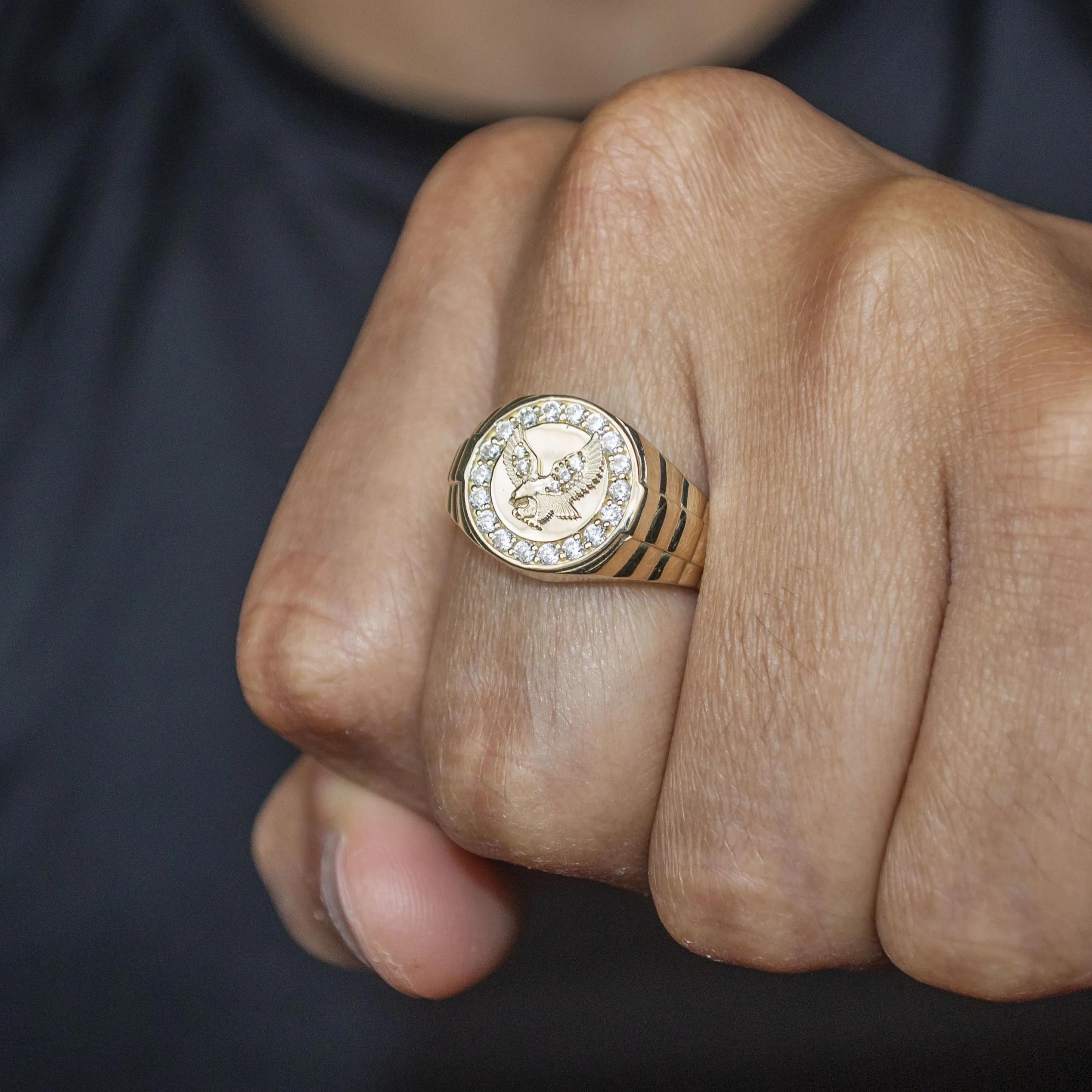 10K Gold Cz Eagle Ring For Men | 2.6 Grams