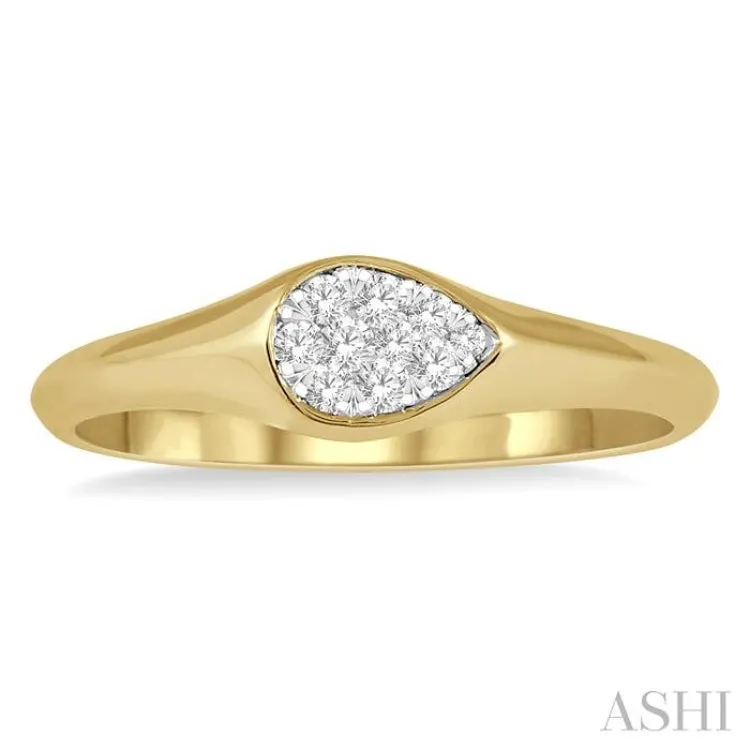 1/10 ctw Pear Shape Lovebright Diamond Ring in 14K Yellow and White Gold