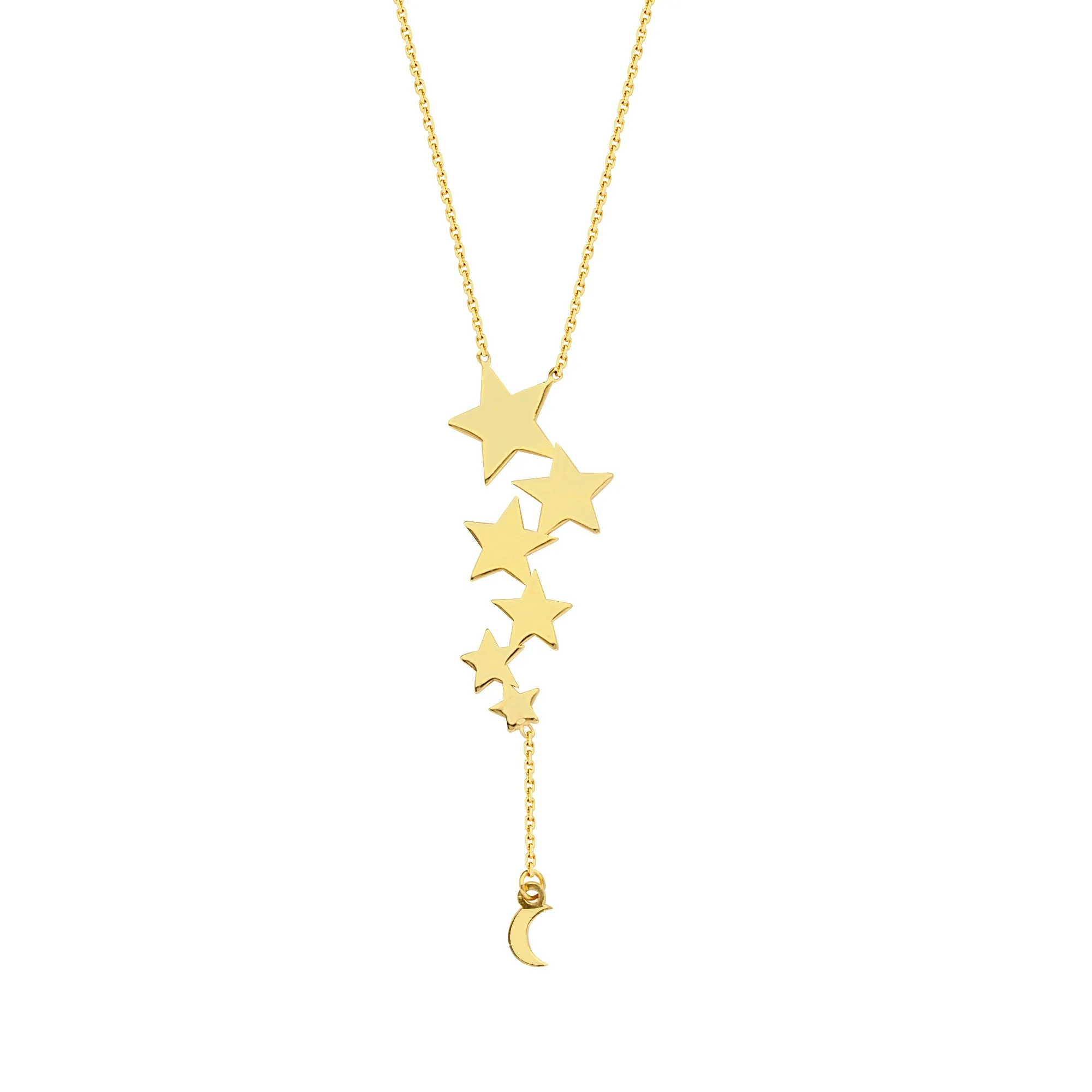 14K Drop Stars Necklace