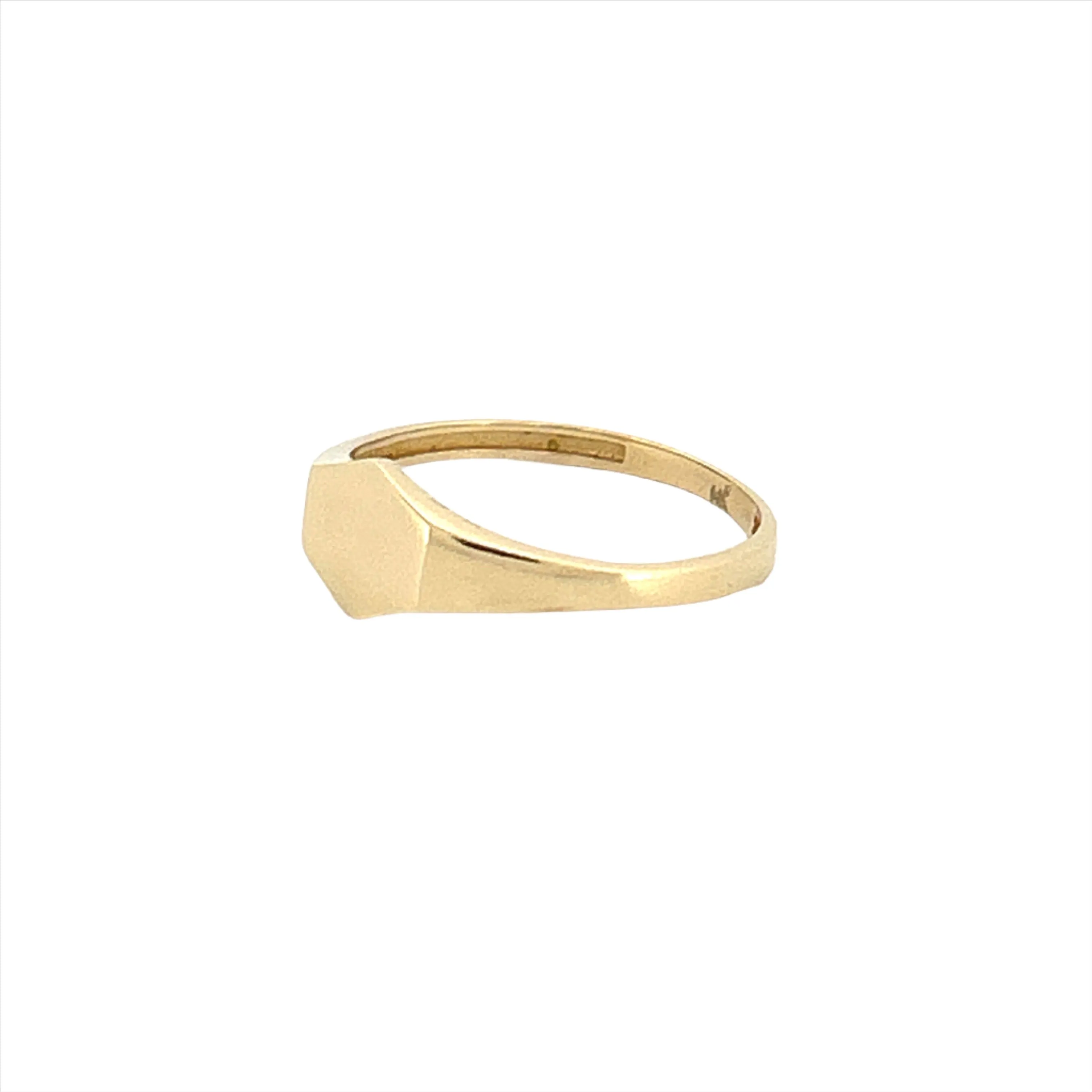 14K Gold Hexagon Signet Band