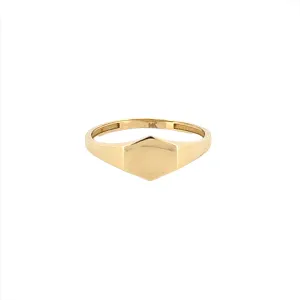 14K Gold Hexagon Signet Band