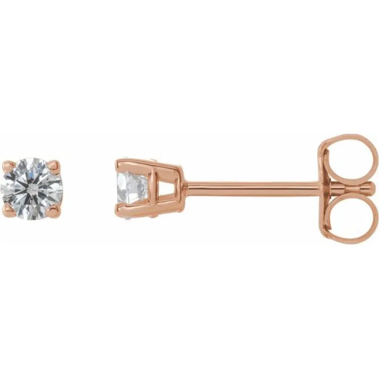 14K Rose 3.2mm :: 1/4 CTW Natural Diamond Stud Earrings