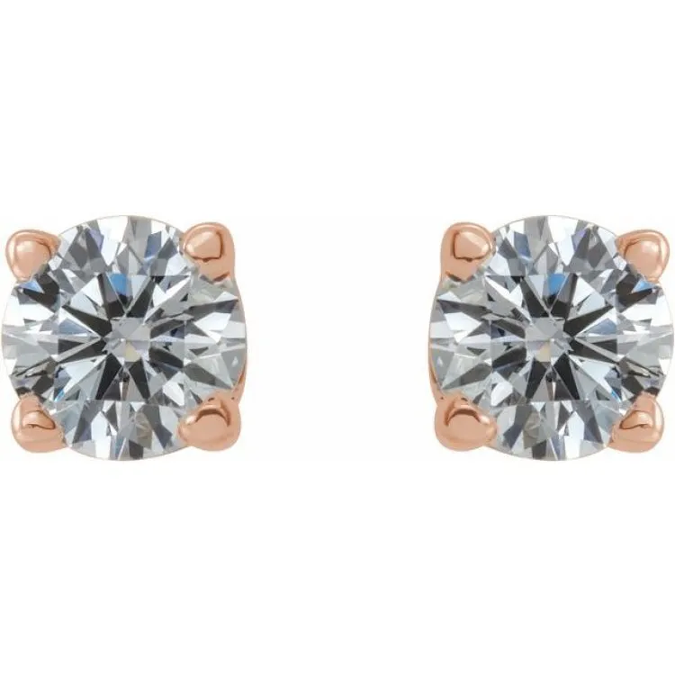 14K Rose 3.2mm :: 1/4 CTW Natural Diamond Stud Earrings