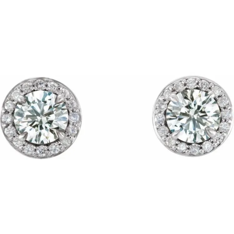 14K White 3/8 CTW Natural Diamond Halo-Style Earrings