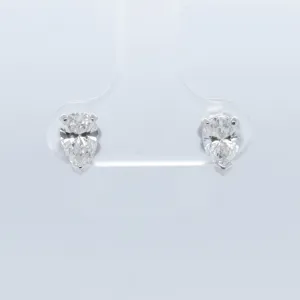 14k White Gold Pear Diamond Basket Stud Earrings 1.04ctw G VS2 - SI1