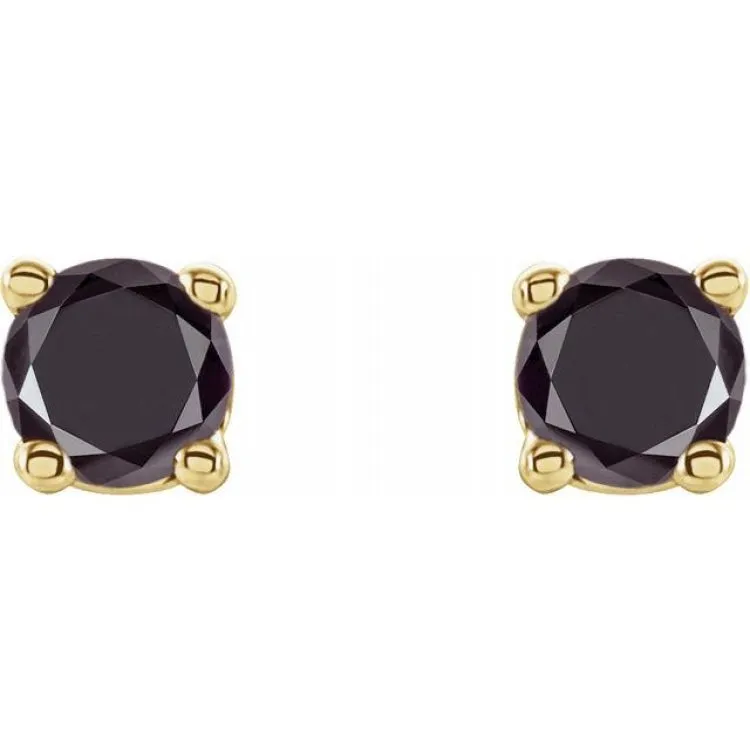 14K Yellow 1/5 CTW Natural Black Diamond Stud Earrings