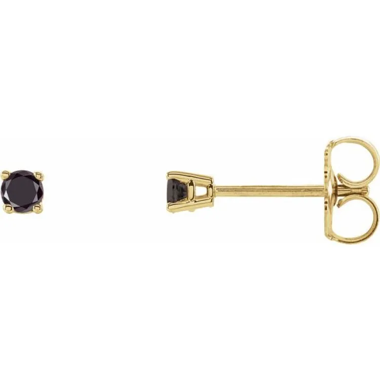 14K Yellow 1/5 CTW Natural Black Diamond Stud Earrings