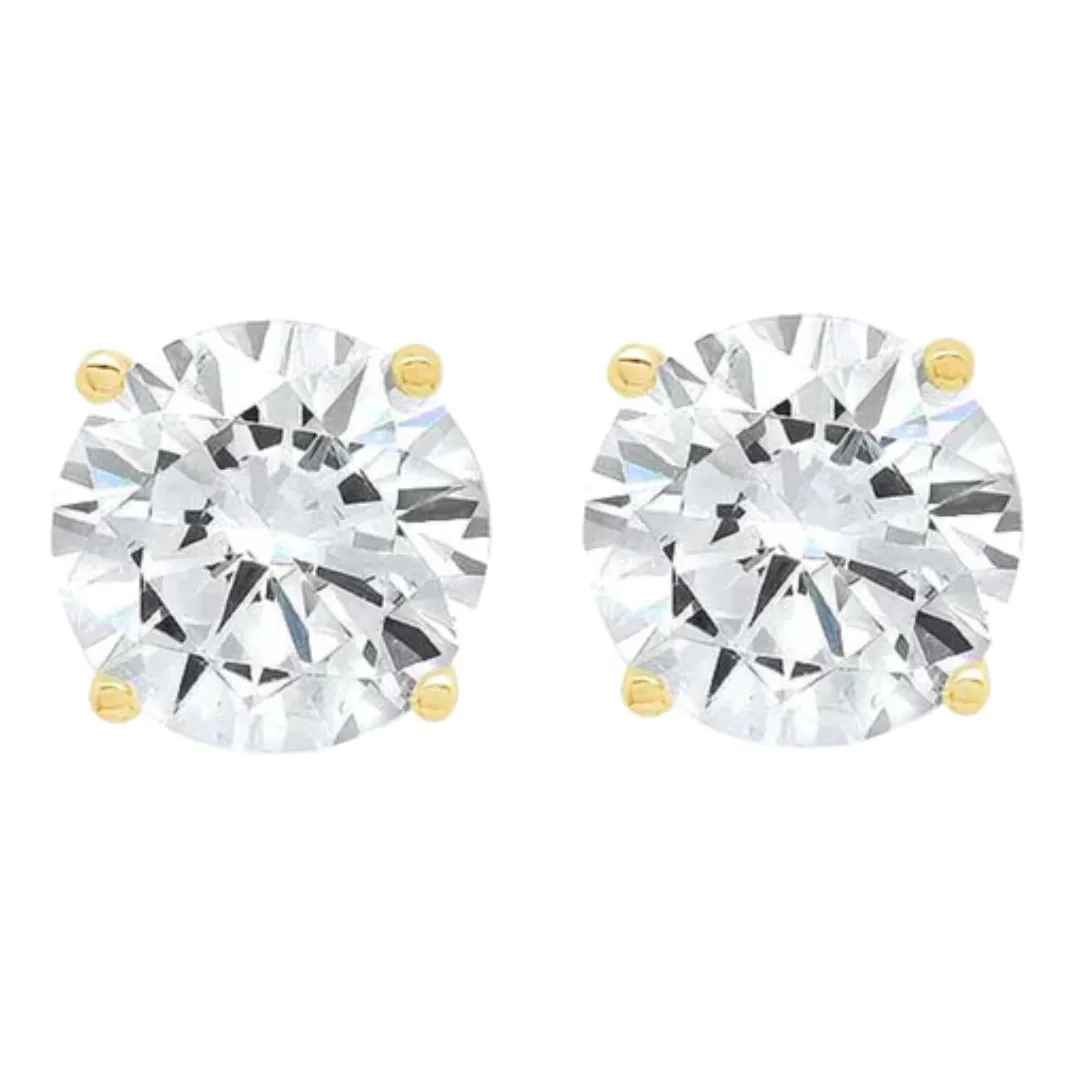 14k Yellow And Rose Gold 1/4 Carat Solitaire Created Diamond 2 Pair Round Stud Earrings