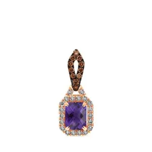 14KR 2.38CT Amethyst & Diamond Pendant w/ 0.63 CTW Diamonds & 20" ADJ