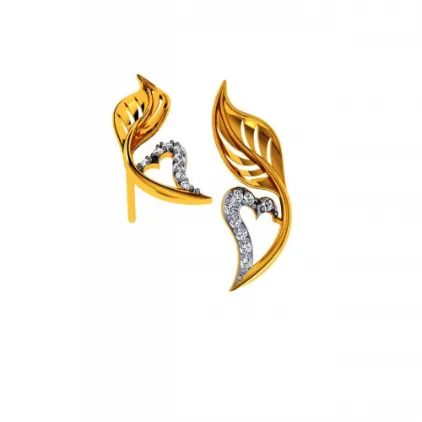 14KT (585) Yellow Gold And Diamond Earrings For Women