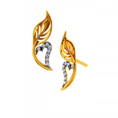 14KT (585) Yellow Gold And Diamond Earrings For Women