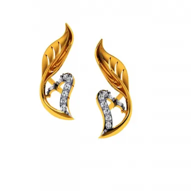 14KT (585) Yellow Gold And Diamond Earrings For Women