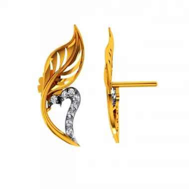 14KT (585) Yellow Gold And Diamond Earrings For Women