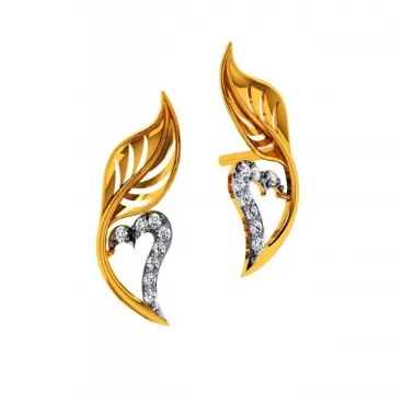 14KT (585) Yellow Gold And Diamond Earrings For Women