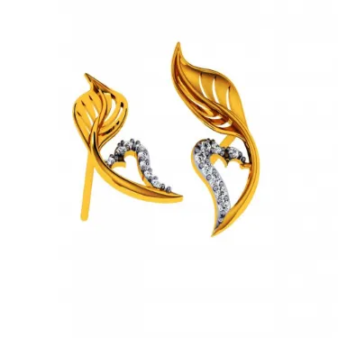 14KT (585) Yellow Gold And Diamond Earrings For Women