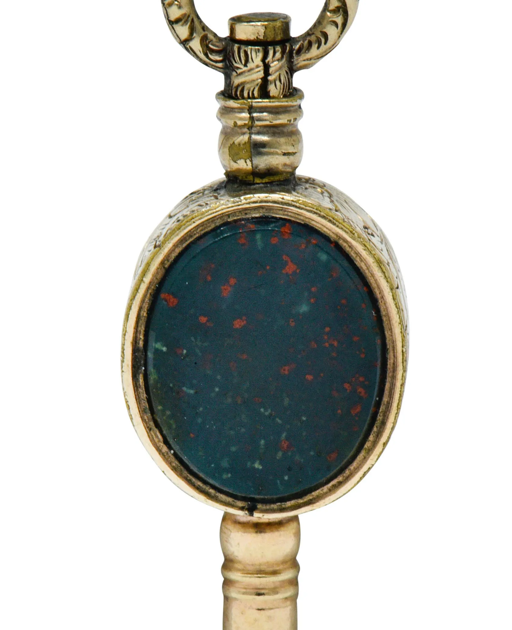 1850's Victorian Citrine Bloodstone Gold Watch Key Fob Pendant Charm