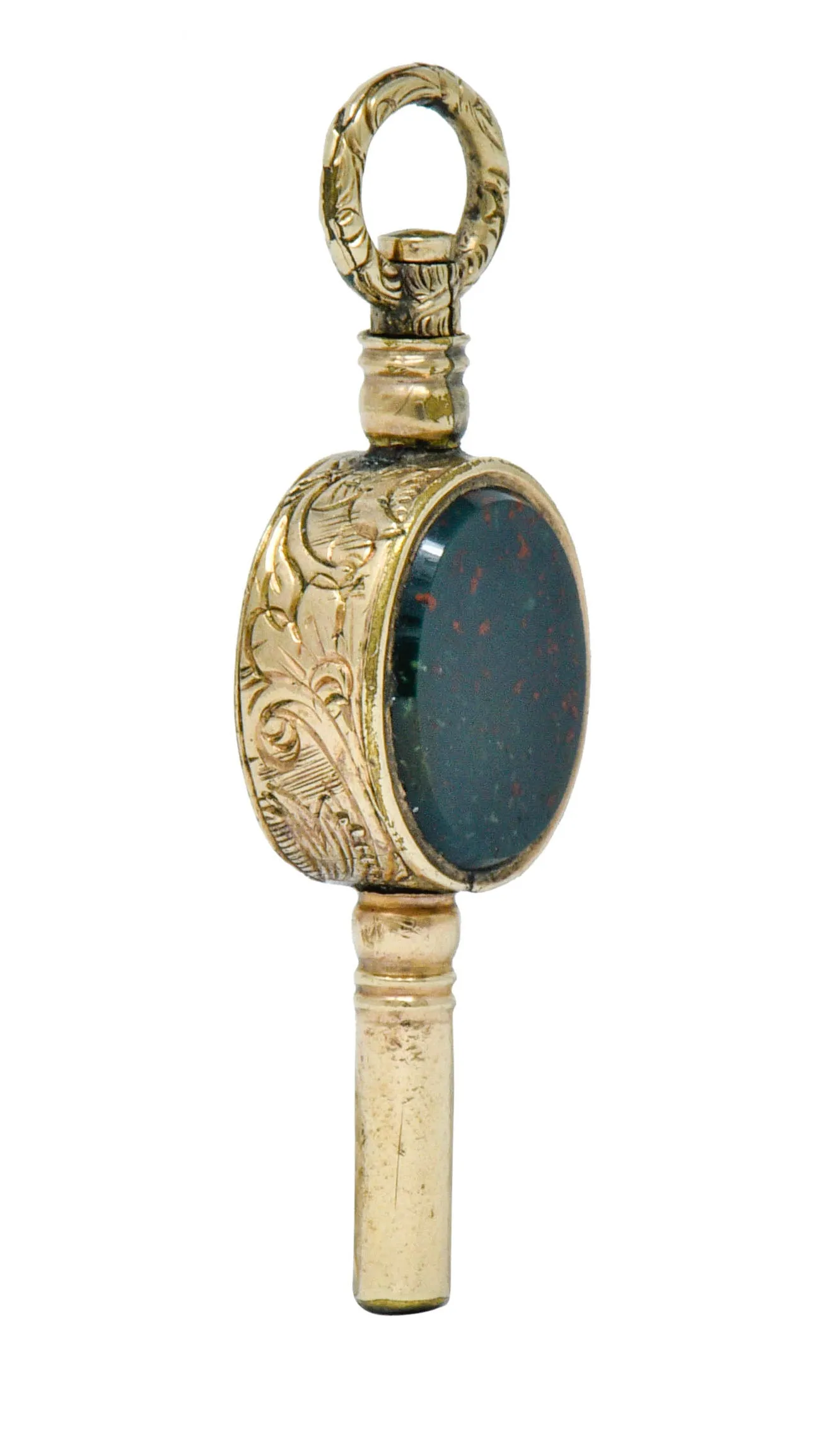 1850's Victorian Citrine Bloodstone Gold Watch Key Fob Pendant Charm