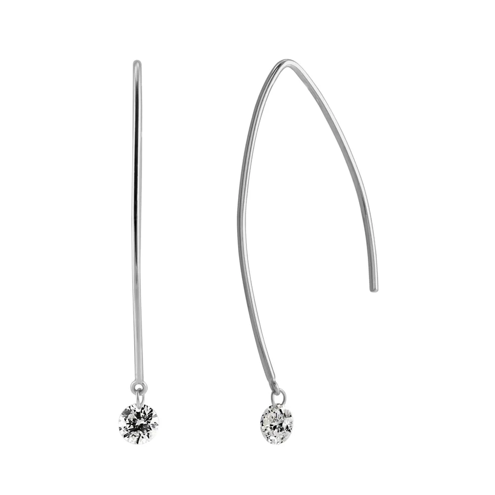 18ct White Gold 0.36ct Diamond Drop Hook Earrings