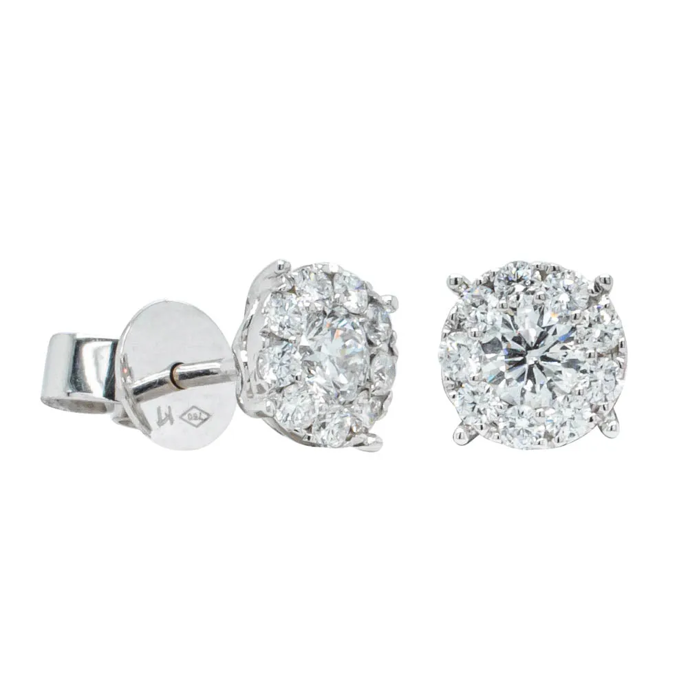 18ct White Gold .84ct Diamond Cluster Stud Earrings