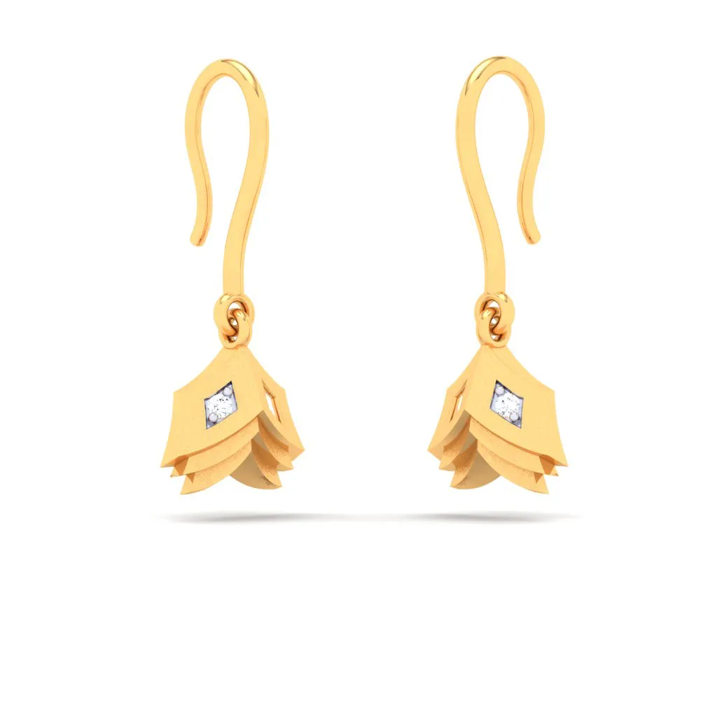 18k Gold & Diamond Hanging Earrings In The Shape Of Book From Diamond Collection