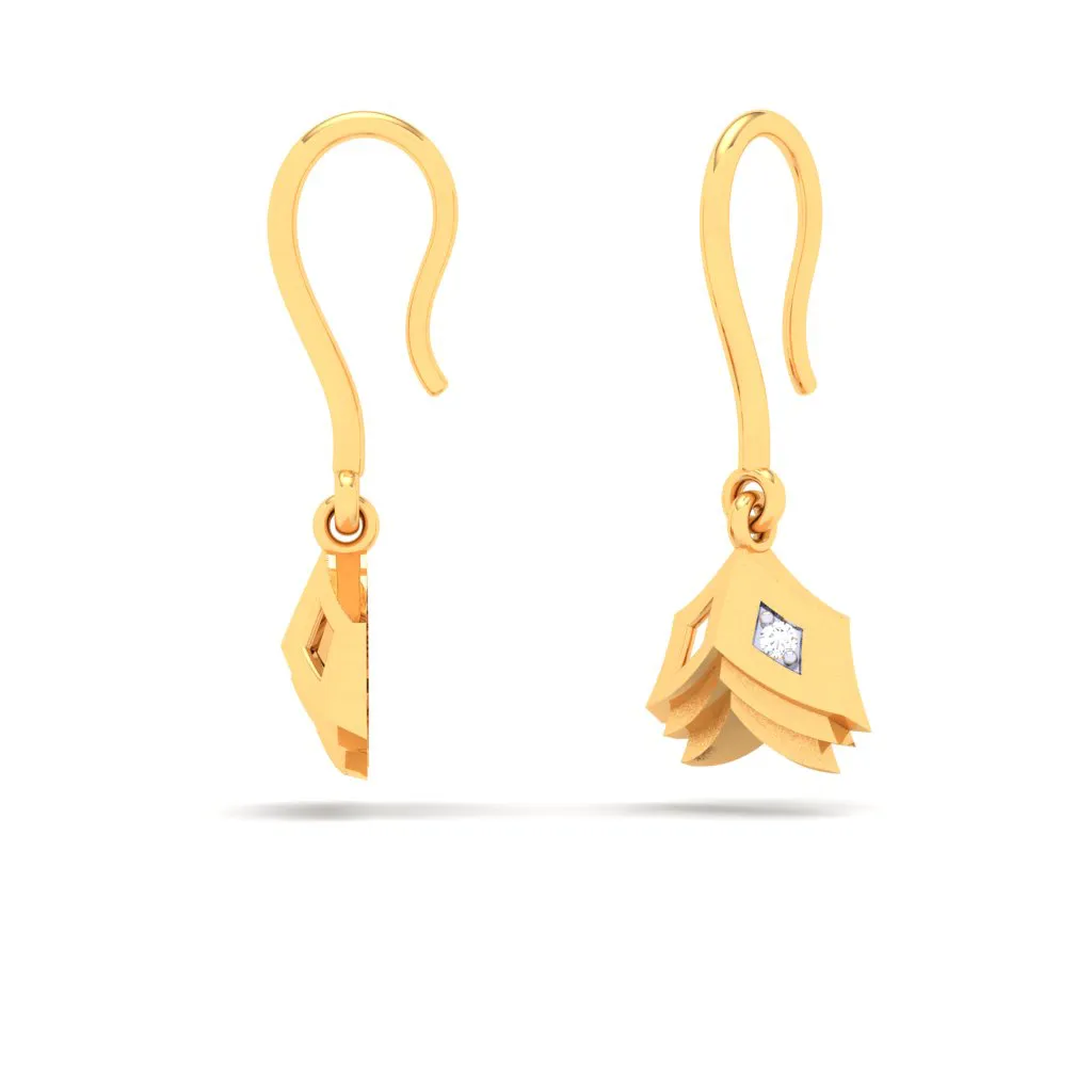 18k Gold & Diamond Hanging Earrings In The Shape Of Book From Diamond Collection