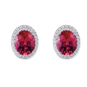 18K White Gold Earrings With Diamonds And Pink Tourmaline