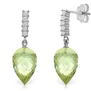 19.15 Carat 14K Solid White Gold Life In My Heart Green Amethyst Earrings