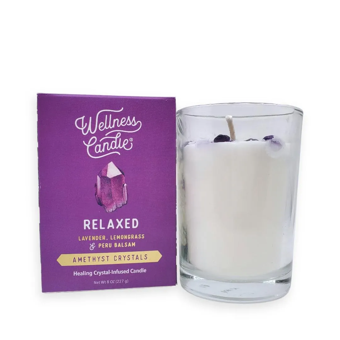 (20% Off) Candle 8oz - Amethyst (Relaxed) Clear Glass by Bee Lucia