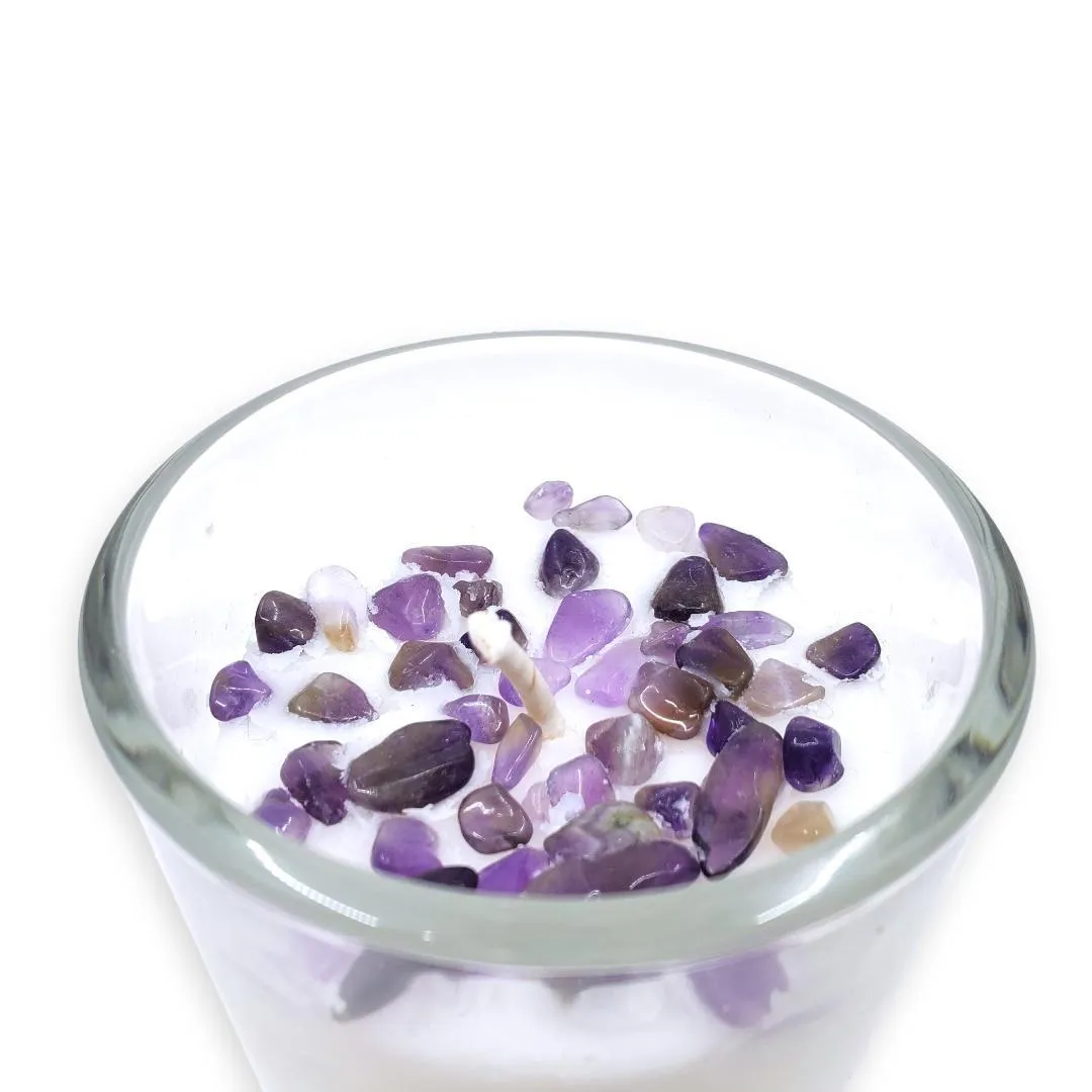 (20% Off) Candle 8oz - Amethyst (Relaxed) Clear Glass by Bee Lucia