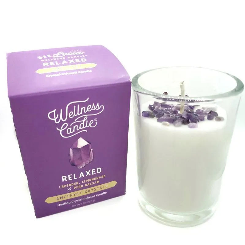 (20% Off) Candle 8oz - Amethyst (Relaxed) Clear Glass by Bee Lucia