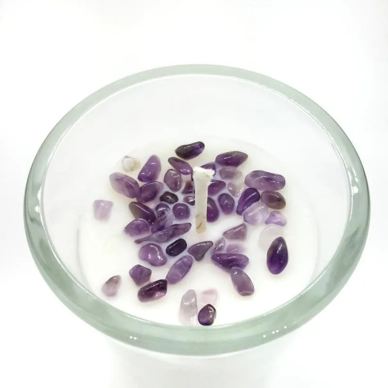 (20% Off) Candle 8oz - Amethyst (Relaxed) Clear Glass by Bee Lucia