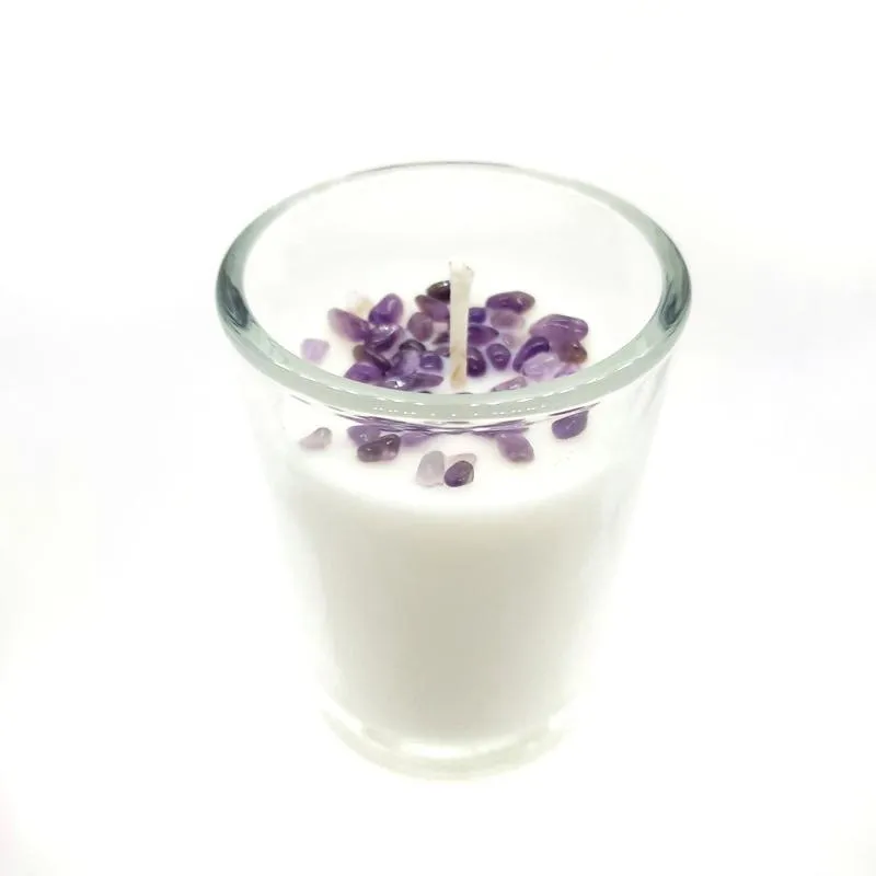 (20% Off) Candle 8oz - Amethyst (Relaxed) Clear Glass by Bee Lucia