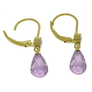 4.53 Carat 14K Solid Yellow Gold Femme Amethyst Diamond Earrings