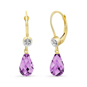 4.53 Carat 14K Solid Yellow Gold Femme Amethyst Diamond Earrings