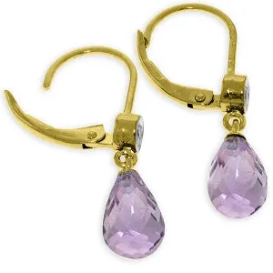 4.53 Carat 14K Solid Yellow Gold Femme Amethyst Diamond Earrings