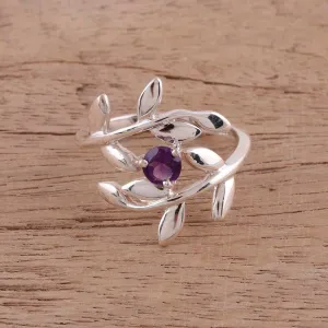 925 Sterling Silver Amethyst Cocktail Ring from India - Lavender Branches | NOVICA