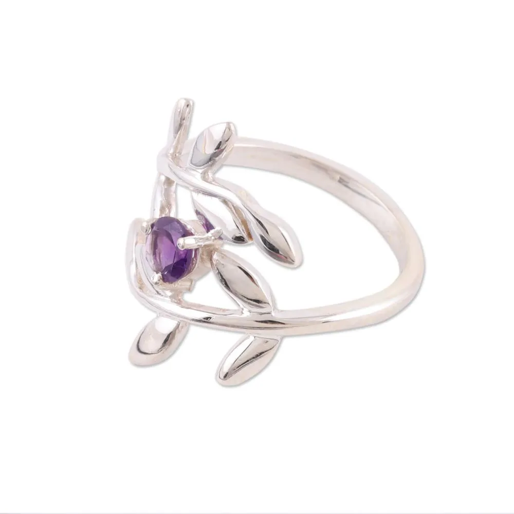 925 Sterling Silver Amethyst Cocktail Ring from India - Lavender Branches | NOVICA