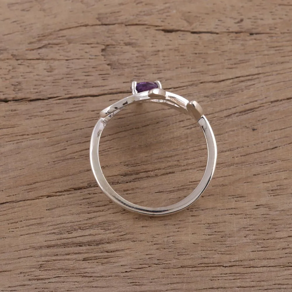 925 Sterling Silver Amethyst Cocktail Ring from India - Lavender Branches | NOVICA