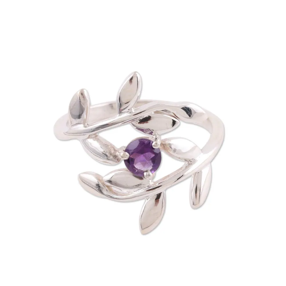 925 Sterling Silver Amethyst Cocktail Ring from India - Lavender Branches | NOVICA