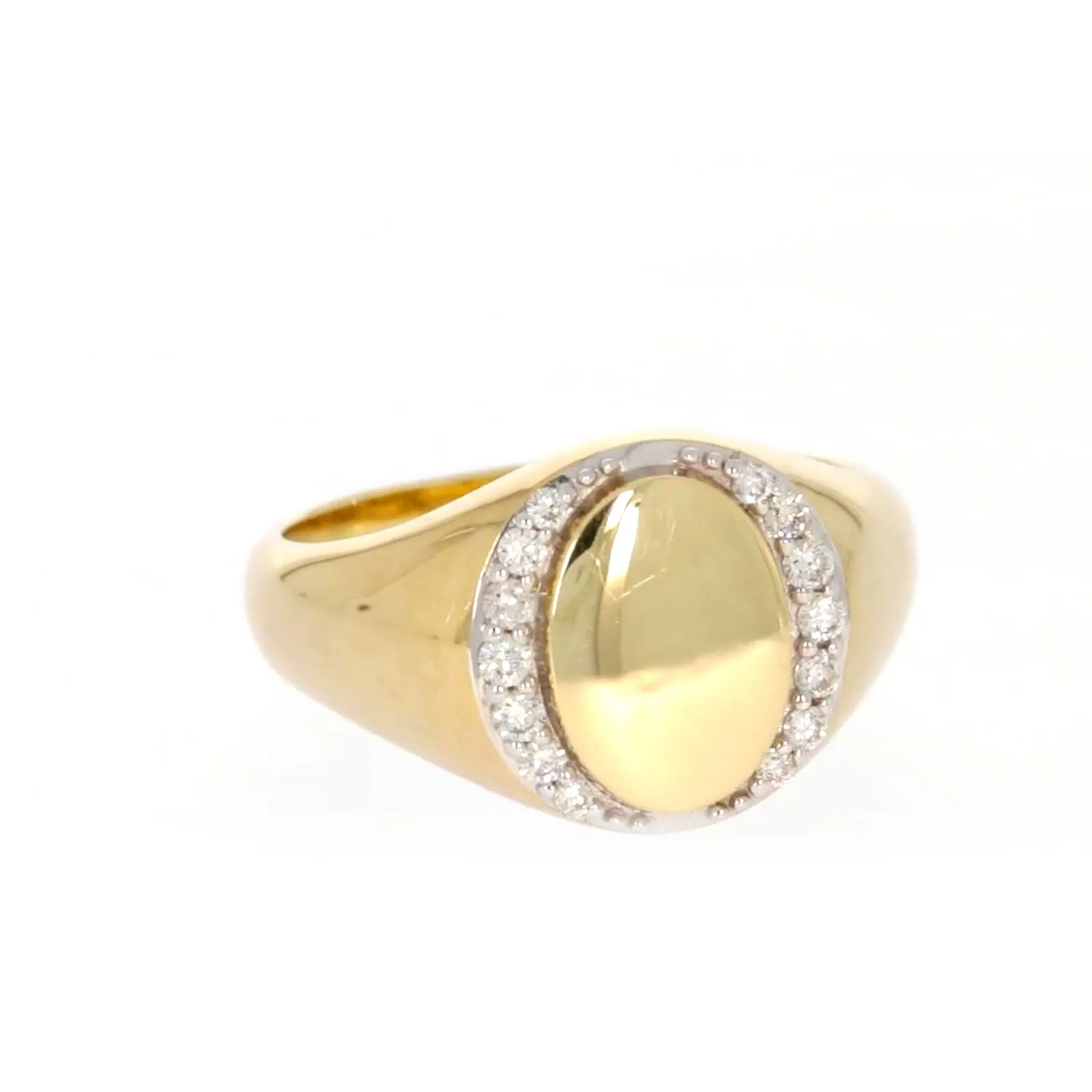 9ct Yellow Gold with 1/4 CARAT tw of Diamonds Halo Signet  Mens Ring