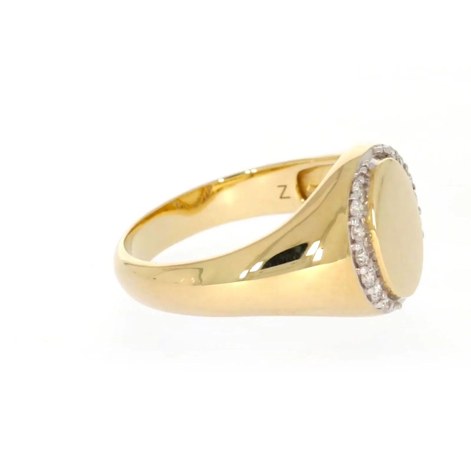 9ct Yellow Gold with 1/4 CARAT tw of Diamonds Halo Signet  Mens Ring