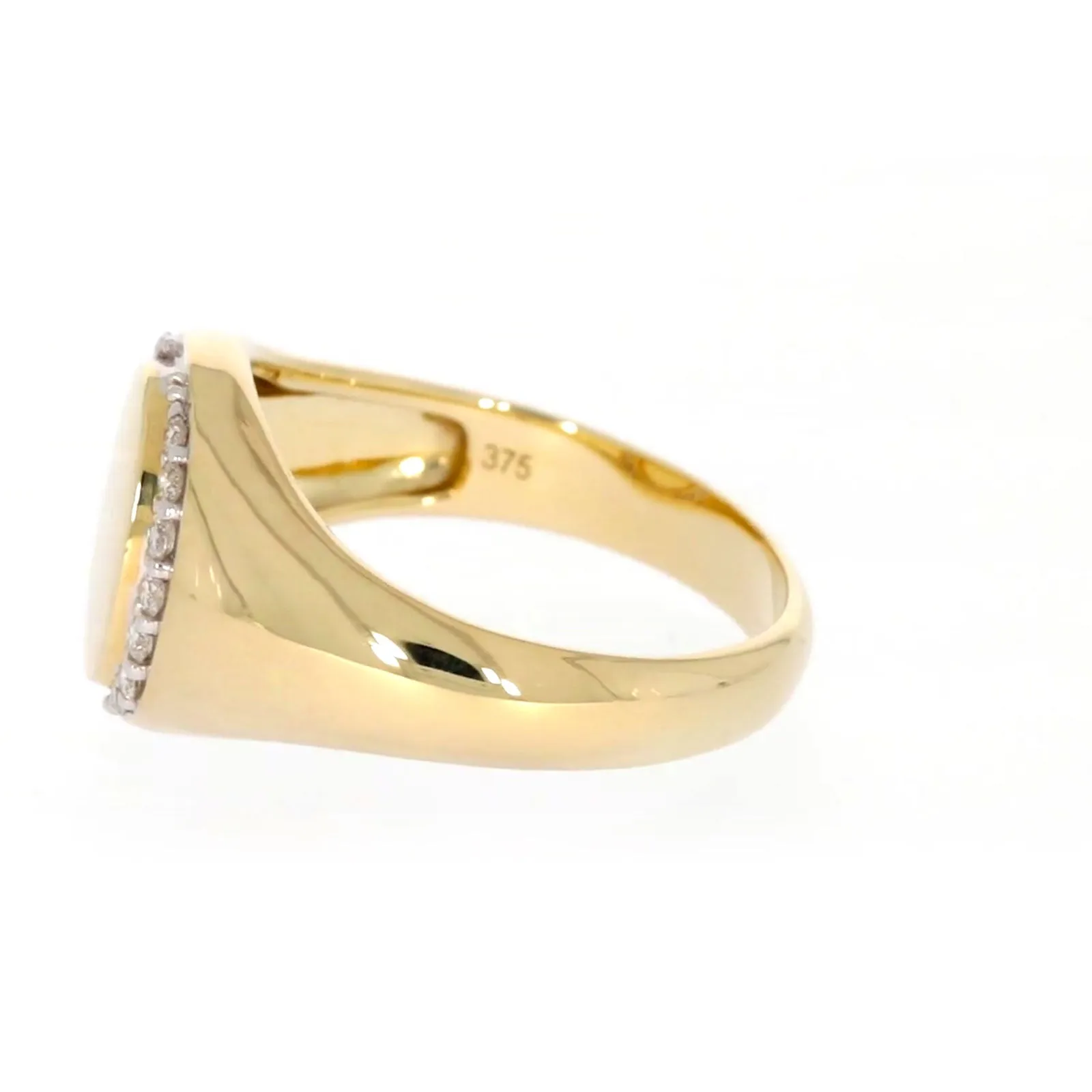 9ct Yellow Gold with 1/4 CARAT tw of Diamonds Halo Signet  Mens Ring