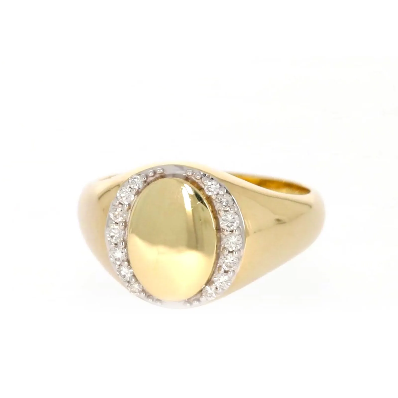 9ct Yellow Gold with 1/4 CARAT tw of Diamonds Halo Signet  Mens Ring